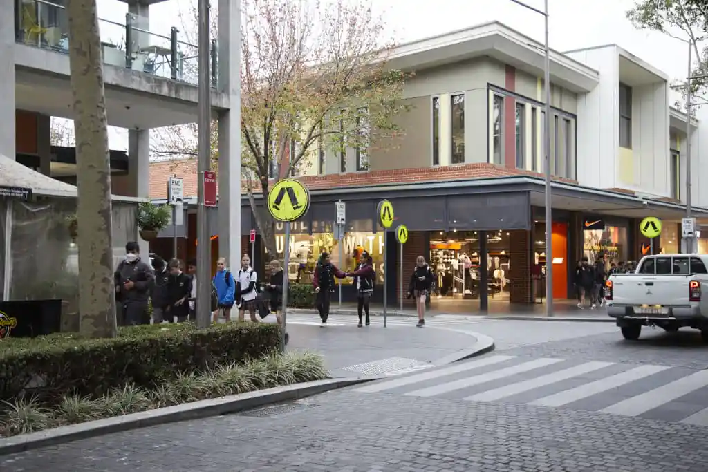Rouse Hill Town Centre with accessible public space, ideal for mobile physio led recovery walks