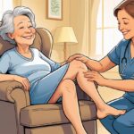 An elderly person doing a light physiotherapy exercise at home